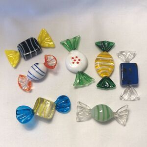Vintage Art Glass candy 7 unique pieces glass art